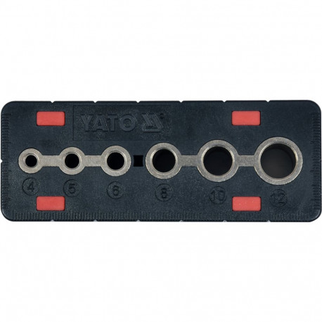 Yato Sirge Aukude Dowel Jigi Komplekt YT-39700, 4mm, 5mm, 6mm, 8mm, 10mm, 12mm, ABS, täpne puuremine
