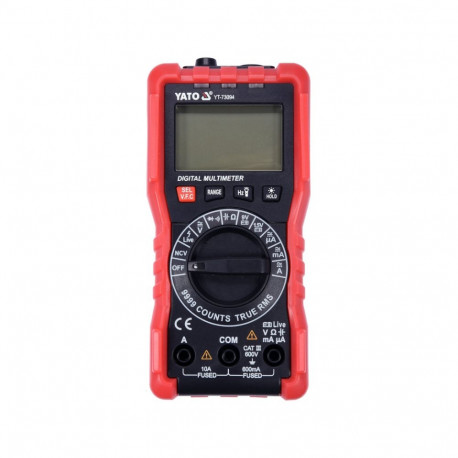 Yato YT-73094 digital multimeter, 0-600V, 0-10A, 0-99MΩ, TRUE RMS, NCV, VFC, LCD display, 9999