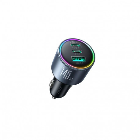 Joyroom Car Charger Mini, C+C+U, 145W with Type-C to Type-C Cable 100W, Black (JR-CCN07)
