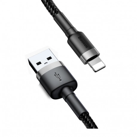 Cable USB A - IP Lightning 1m QC3.0 Cafule gray+black
