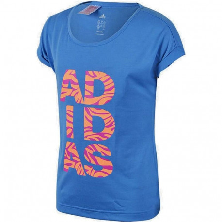 Child's Short Sleeve T-Shirt Adidas Blue - 7-8 Years