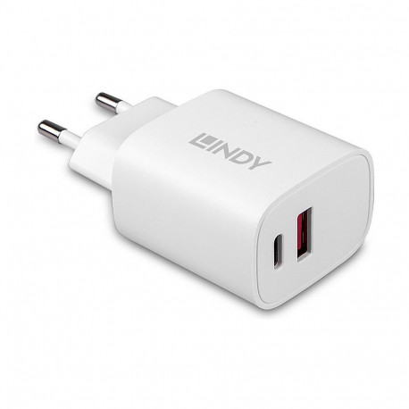 "LINDY USB Typ A & C Charger 20W, weiß"