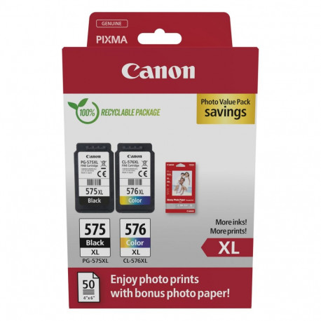 Canon PG-575XL/CL-576XL 5437C006 tindikassettide kaksikpakk (must/värviline) koos fotopaberiga