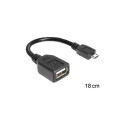 USB micro-B pistikuga > USB 2.0-A pesaga OTG-kaabel, painduv, 15cm