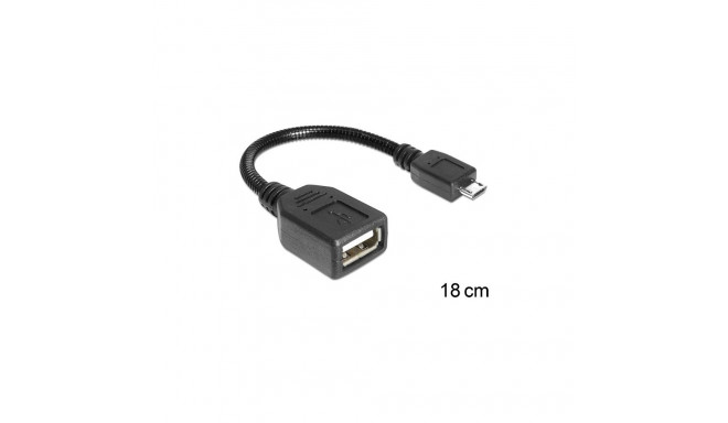 "Kabel USB micro-B Stecker > USB 2.0-A Buchse OTG flexibel 15 cm"