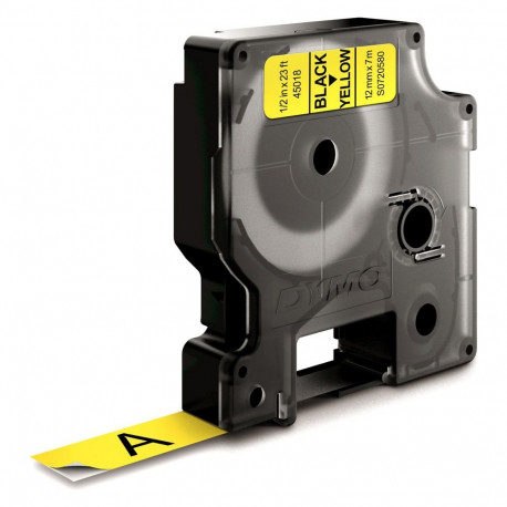 "Dymo D1 Etiketten S0720580 Selbstklebend 12 mm x 7 m Schwarz auf Gelb"