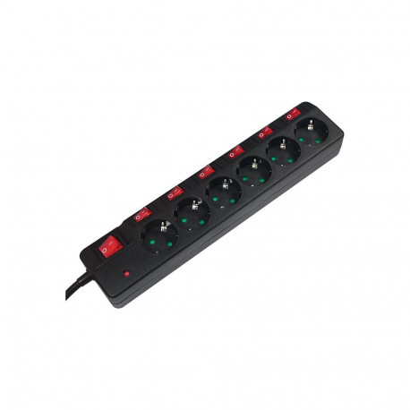"Logilink Steckdosenleiste 6-fach, 1,5m mit 6 Schalter schwar"