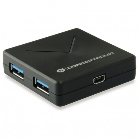 Conceptronic 4-pordiline jaotur USB-A 3.0/Mini-B -> 4x A 3.0 must ilma toiteplokita