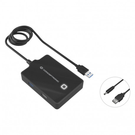 "CONCEPTRONIC 4-Port Hub USB-A3.0->3xA2.0/A3.0/DC o.Netz. sw"