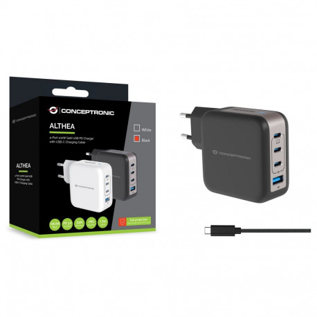 "CONCEPTRONIC Ladegerät 4Port GaN 3xUSB-C/1xA100WPD3.0/PPS sw"