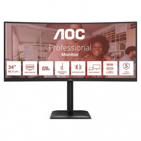 "AOC 86,0cm (34"") CU34E4CV 21:09 2xHDMI+DP+USB-C Curved blk"