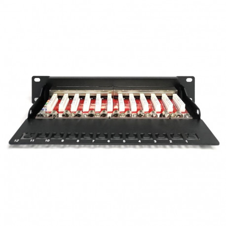DIGITUS Cat.6A varjestatud patšpaneel, 12-pordiline, 10", must