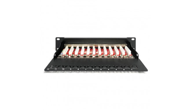 DIGITUS Cat.6A varjestatud patšpaneel, 12-pordiline, 10", must