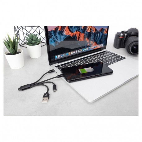DIGITUS 3-in-1 laadimiskaabel USB A Lightning + Micro USB + USB-C