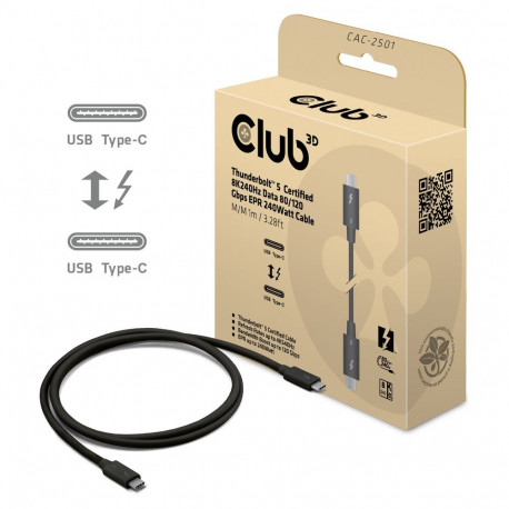 "Club3D Kabel Thunderbolt5 zertifi. 8K240Hz/ 80/120Gbps 1m"