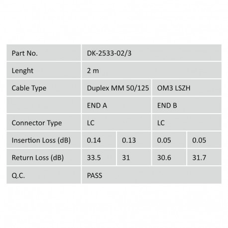 "DIGITUS LWL Patchkabel LC -> LC 2.00m Multimode Duplex OM3"