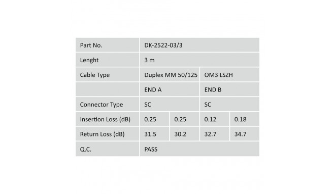 "DIGITUS LWL Patchkabel SC -> SC 3.00m Multimode Duplex OM3"