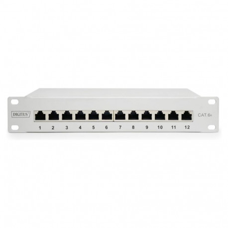 Digitus Cat.6A varjestatud jaotuspaneel, 12-port, 10", hall