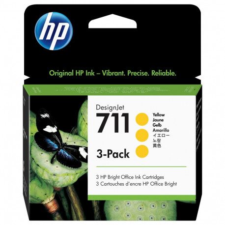 HP 711 kollane originaaltint, standardmaht, 3-pakk