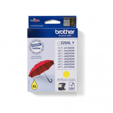 Brother LC-225XL-Y kollane tint, kuni 1200 lehekülge vastavalt ISO/IEC 24711