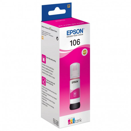 "Epson Tinte ON 1LB 106 EcoTank Magenta ink bottle"