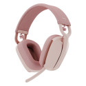 "Logitech Zone Vibe 100 Headset full size Bluetooth wireless rose"