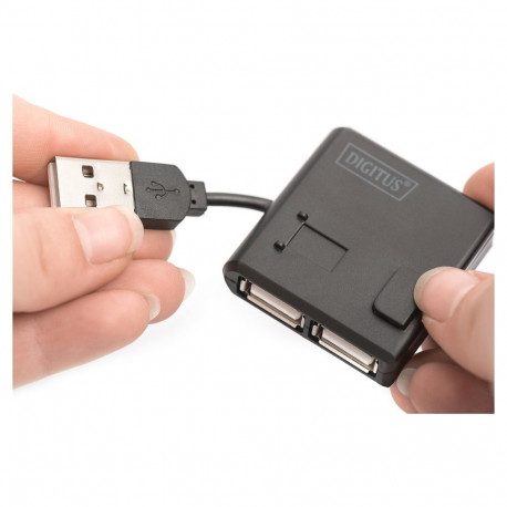"DIGITUS USB-Hub 4-Port 2.0->4xA2.0 integr. Kabel schwarz"