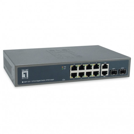 Kommutaator 10x GE GEP-1221 2xGSFP 19" 150W 8xPoE+