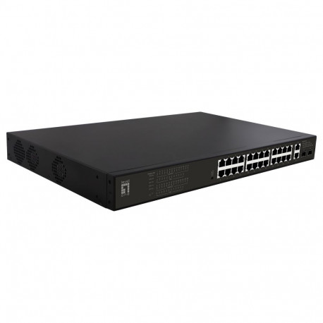 "Switch 24x GE GEP-2821 2xGE 2xGSFP 19"" 390W 24xPoE+"