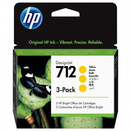 HP 712 3-pakk 29-ml kollane DesignJet tindikassett