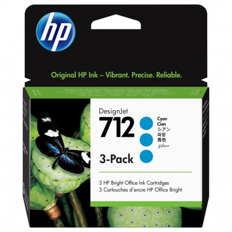 "HP 712 3-Pack 29-ml Cyan DesignJet Ink Cartridge"
