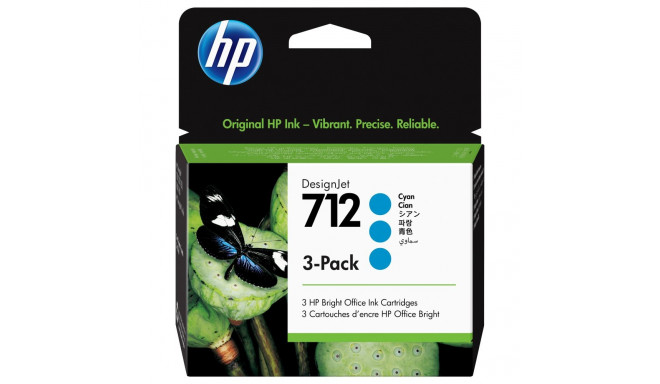HP 712 3-pakk 29-ml tsüaan DesignJet tindikassett