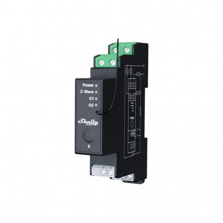 Shelly Wave Pro 2PM max 25A Z-Wave DIN-liistu relee