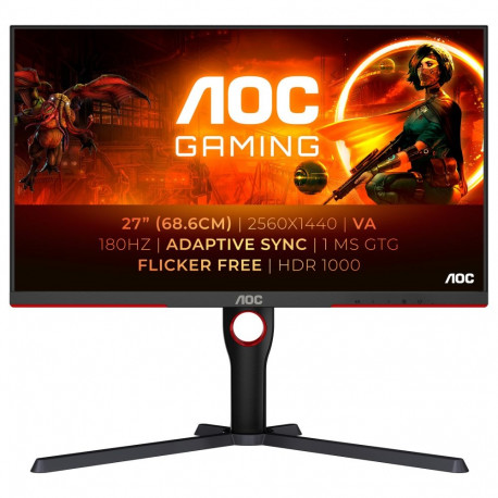 "68,58cm/27"" (2560x1440) AOC Gaming Q27G3XMN/BK 16:9 QHD VA 1ms 180Hz HDR1000 HDMI DP Pivot Black"