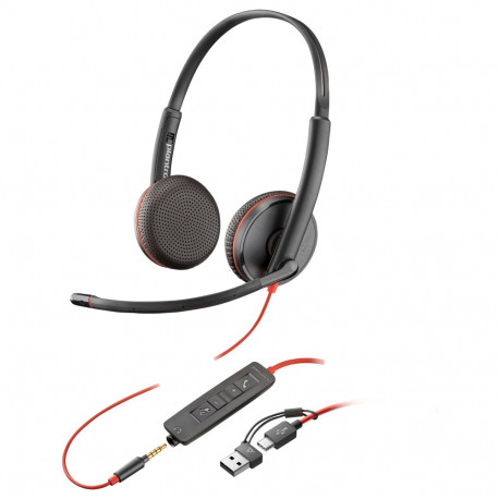 HP Poly Blackwire 3225 stereo USB-C peakomplekt + 3.5mm pistik + USB-C/A adapter (bulk) (209747-201/
