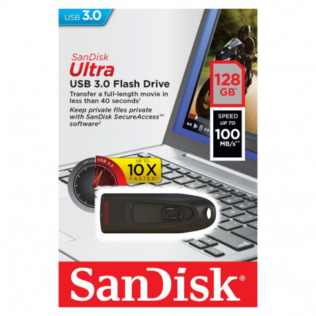 Sandisk mälupulk Ultra 128GB USB 3.0, must