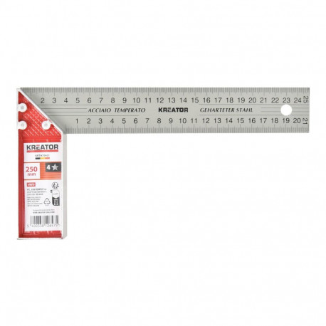 Kreator try square KRTH70401, 250mm, hardened steel, 90° angle measuring, aluminium oxide, suspensio