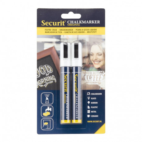 Securit kriidimarker tahvlitele 2-6mm, 2tk - valge