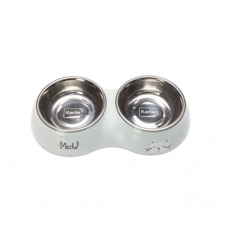 DOUBLE CAT BOWL KARLIE 2X220ML BLUE