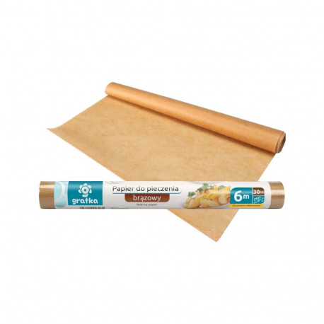 GRATKA BAKING PAPER. BROWN 6MX30CM. ROLL