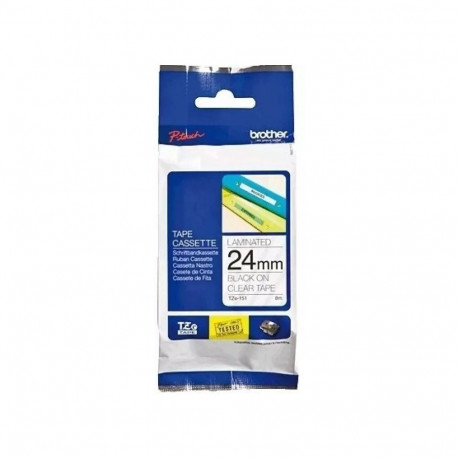 BROTHER TZE-151 Tape 24mm x 8m Black on Clear Replacement
