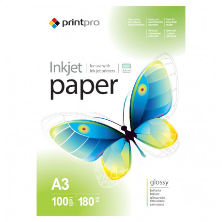 Photo paper PrintPro, 100 sheets | 180 g/m² | A3 | High Glossy