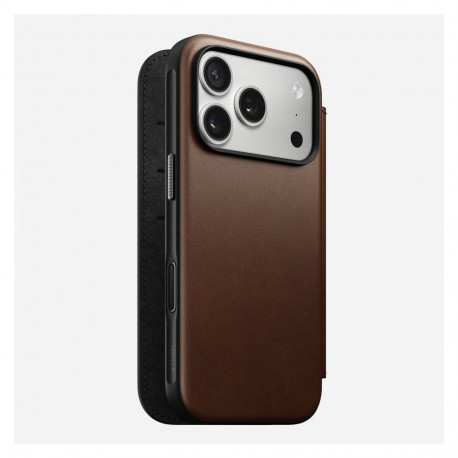 "Nomad Modern Leather Folio iPhone 17 Pro Brown"