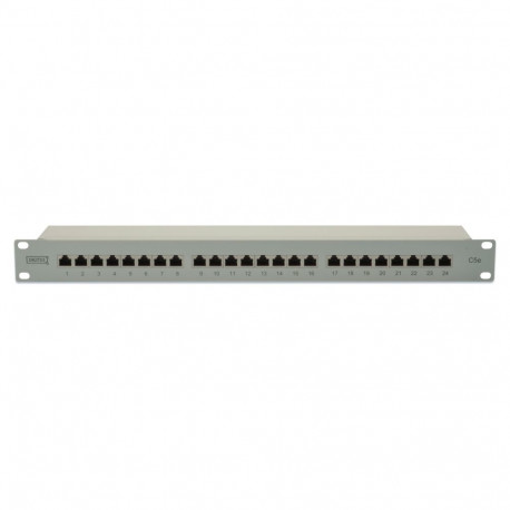 "DIGITUS Patchpanel 1HE 24-Port Cat5e geschirmt grau"