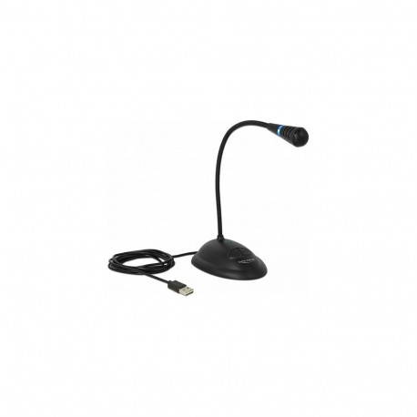 "Broadcast Delock USB Schwanenhals Mikrofon mit Standfuß und Mute + On / Off Taste"