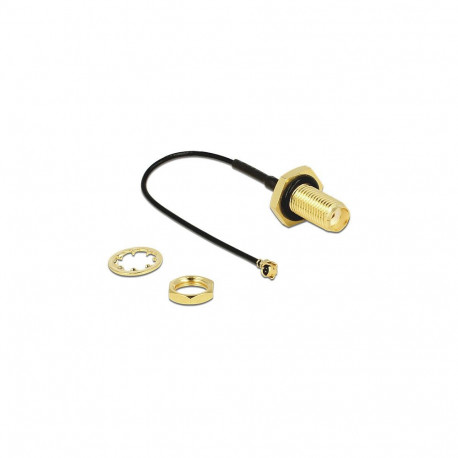 Delock antennikaabel paigaldatav SMA-pesa MHF /U.FL-LP-068 ühilduv pistik 100mm 1.13 keerme pikkus 1