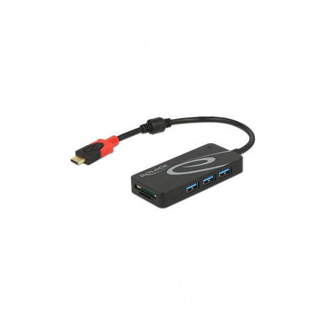väline USB 3.2 Gen 1 jaotur USB Type-C™ > 3 × USB Type-A + 2 pesaga SD-kaardilugeja, must