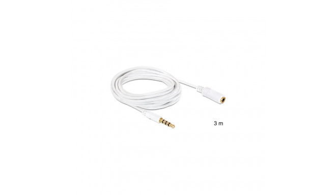 Audio pikenduskaabel 3,5mm pistik–pesa, 4 kontaktiga, 3m