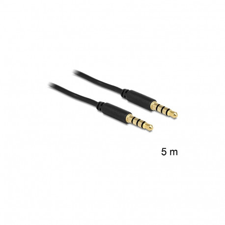 "Klinkenkabel 3,5 mm 4 Pin Stecker zu Stecker 5 m schwarz"