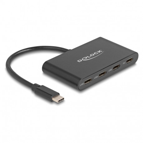 Delock USB 3.2 Gen 1 USB Type-C jaotur 3 x USB Type-C pesaga + 1 x USB Type-C PD 100 Watt